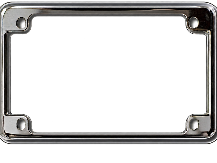 Blank motorcycle plate with realistic silver frame