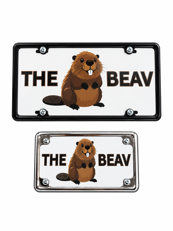 The Beav flat sublimated motorcycle plate example